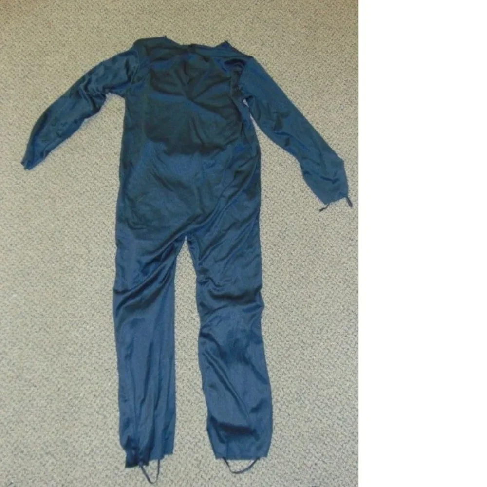 Skeleton Halloween Costume 12/14 White Skelebones 3-D Jumpsuit, Mask 6 Pc Boys